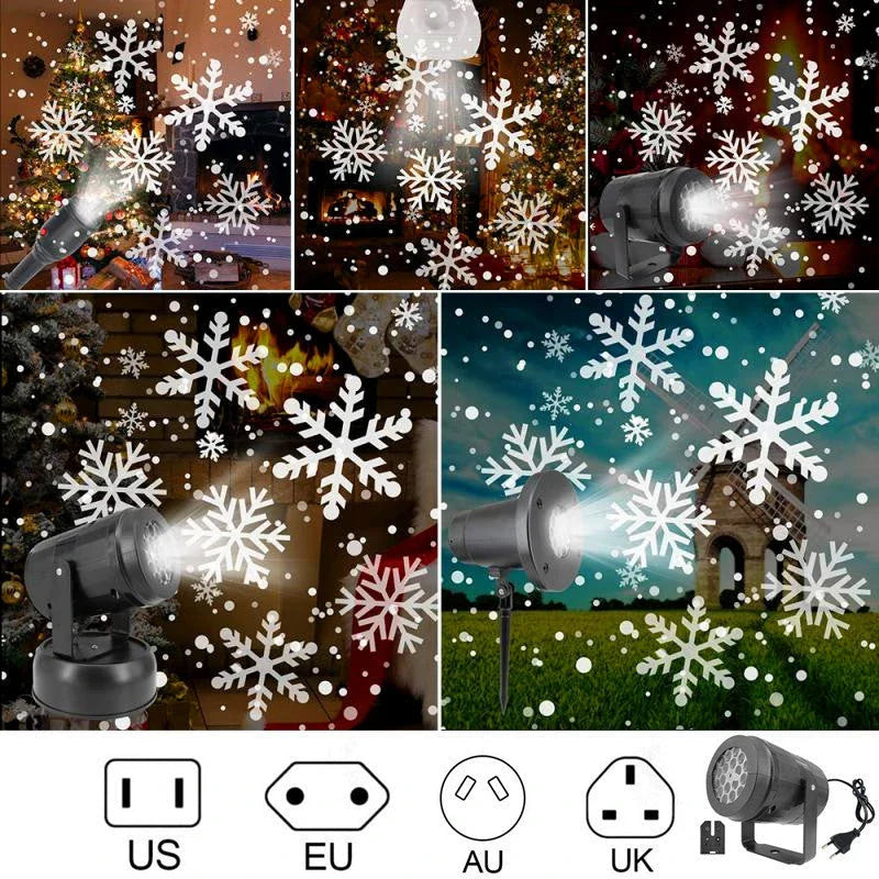 Enchanting Christmas Projector with 16 unique holiday patterns, ideal for indoor and outdoor use