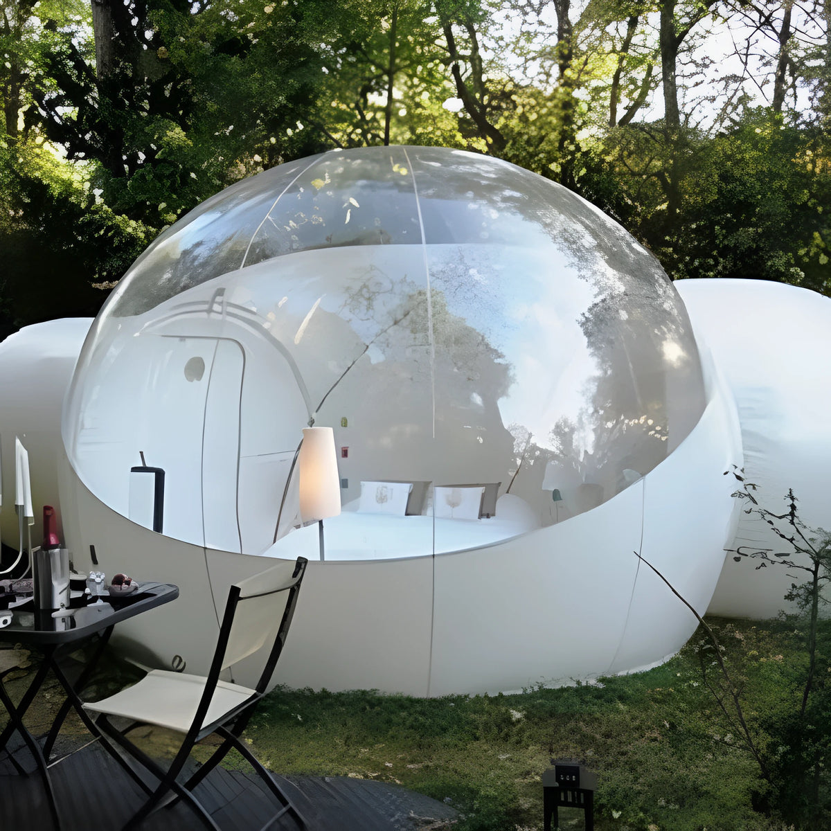 Outdoor inflatable transparent PVC bubble house tent 3m diameter blue with blower
