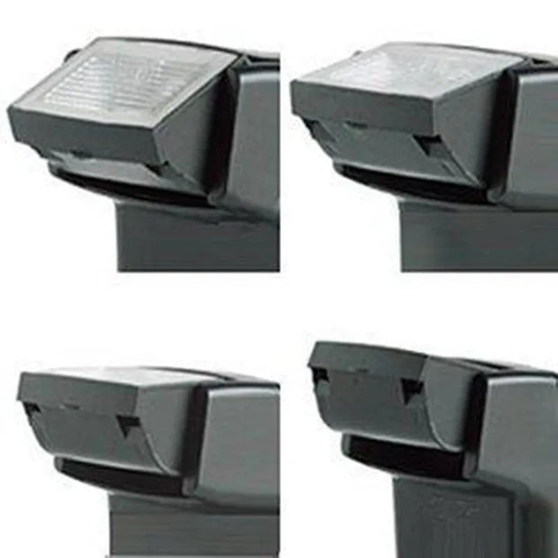 Compact SLR camera flash accessory with its head tilted upwards, showing its 90-degree adjustment range on a hot shoe.