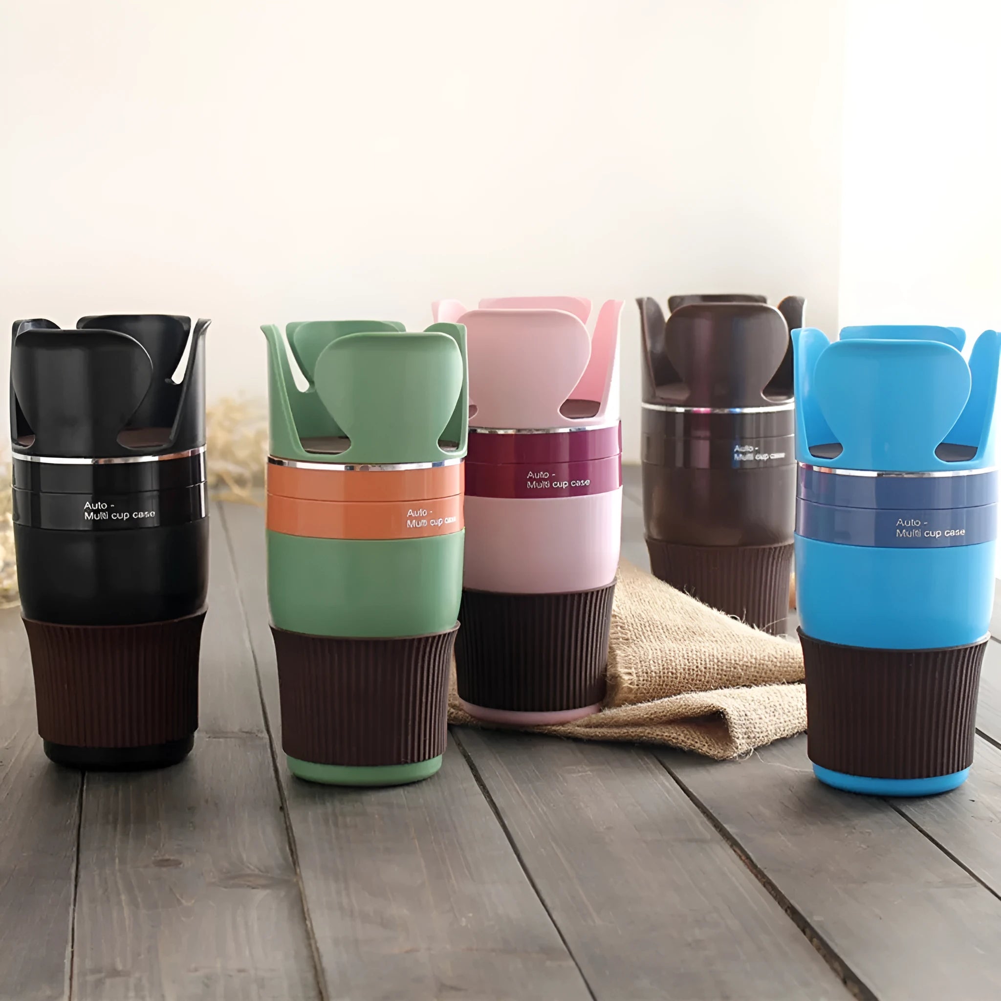 Car multifunction cup holder with phone navigation bracket in five colour options