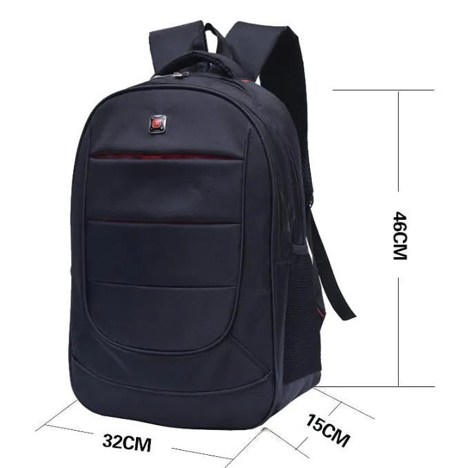 Nylon travel backpack in Black for men and women with laptop compartment