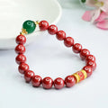 Cinnabar Emperor Sandstone Six Words Motto bracelet with electroplating finish and 8mm diameter