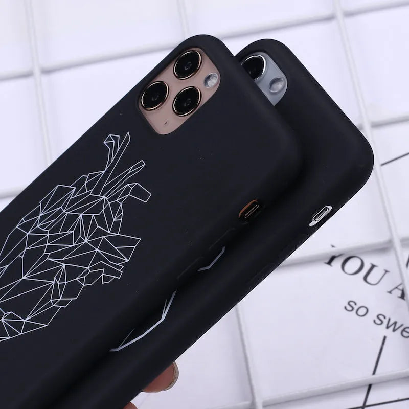 Animal art TPU phone case with painted graffiti design on solid colour background for iPhone