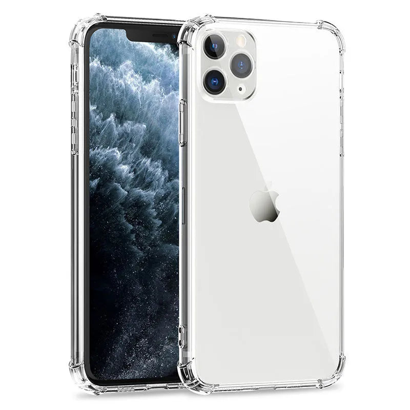 Thickened transparent iPhone case with four-corner airbag protection for drop resistance
