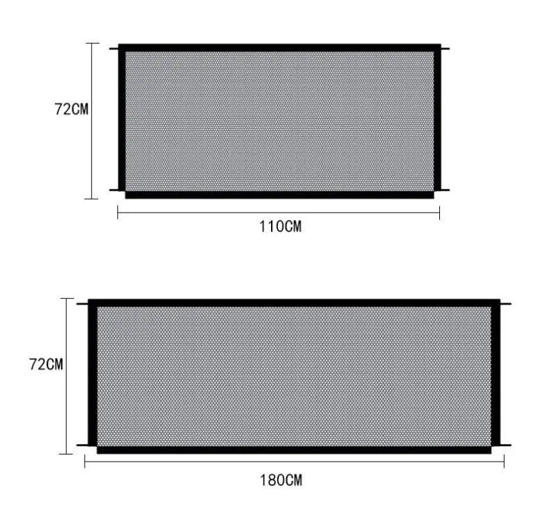 Black nylon foldable pet protection fence for dogs, small size 110x72cm
