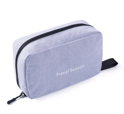 Versatile Travel Organizer: Multifunctional makeup bag with hanging hook, multiple pockets, and foldable design for compact storage