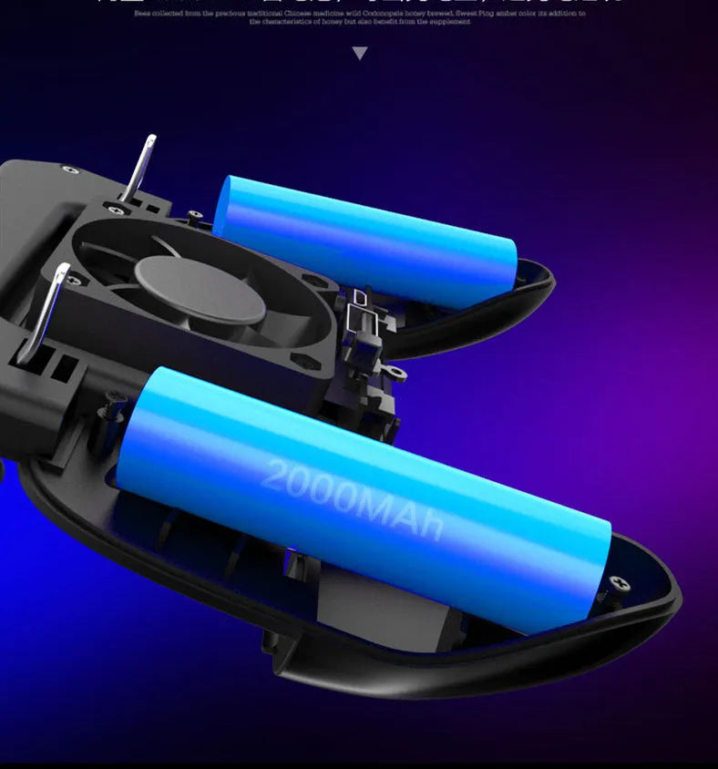 3 in 1 phone gamepad cooler powerbank in black with ABS and zinc alloy construction and fan