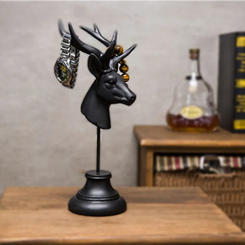Tall black resin animal ornament figurine for home shelf decoration.