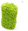 Silvery green rectangular car wash sponge measuring 14 by 25 centimetres with textured chenille surface