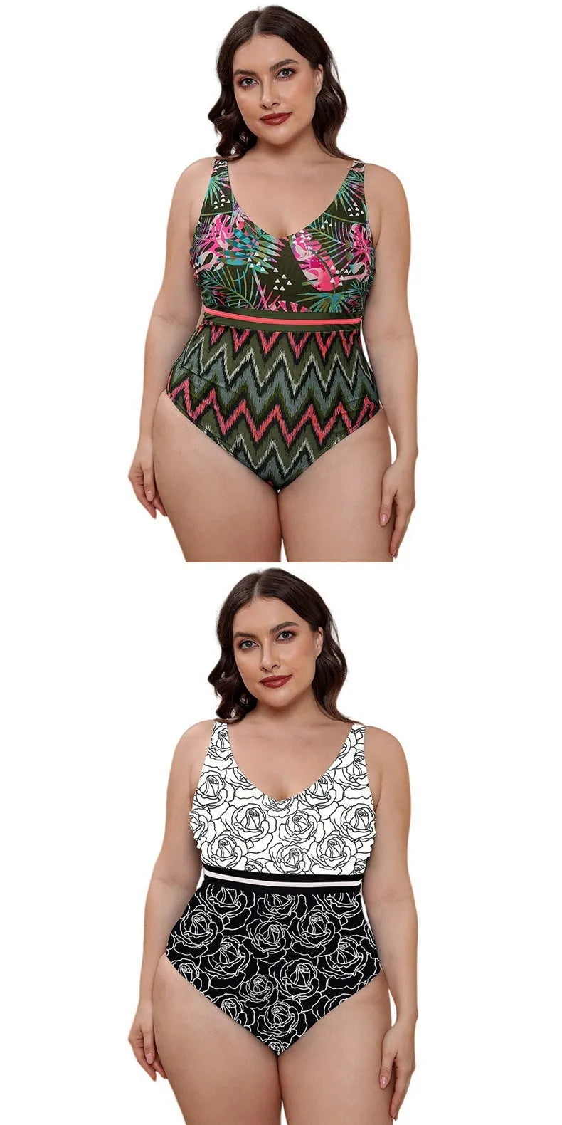 Women's blue printed spaghetti strap one-piece swimsuit with striped vest design for swimming sports