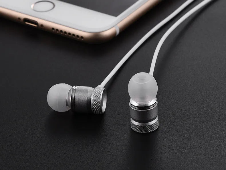 In-ear headphones with TPE cable in black, gold, pink, and silver colour options
