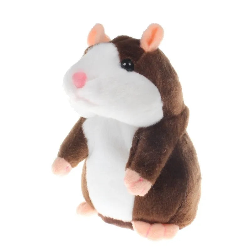 15 cm light brown talking hamster plush toy with head bobbing and voice repeat function