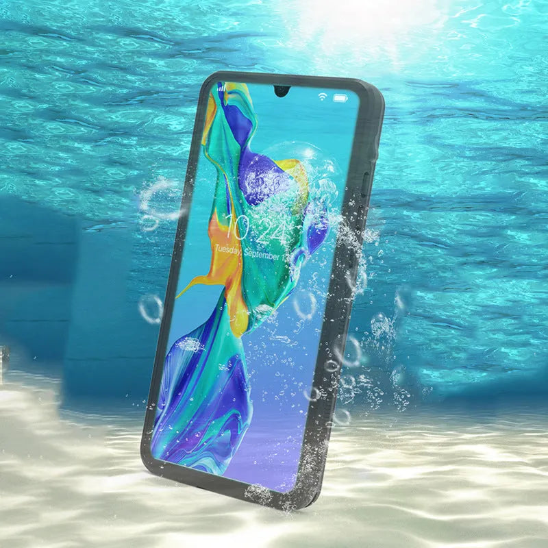 Huawei P30 Pro anti-drop phone case in black colour with wave point pattern design