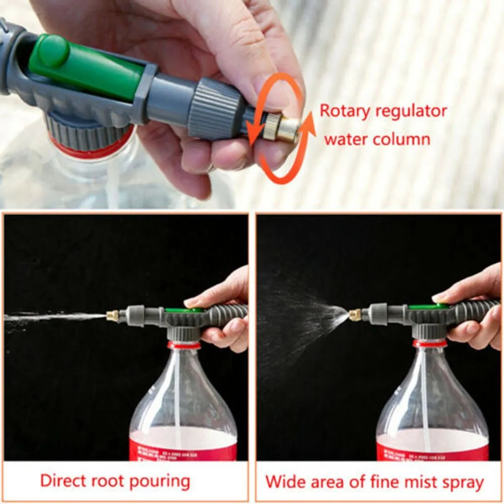 Plastic bottle watering sprayer nozzle with 30cm tube converts beverage bottles to garden watering cans