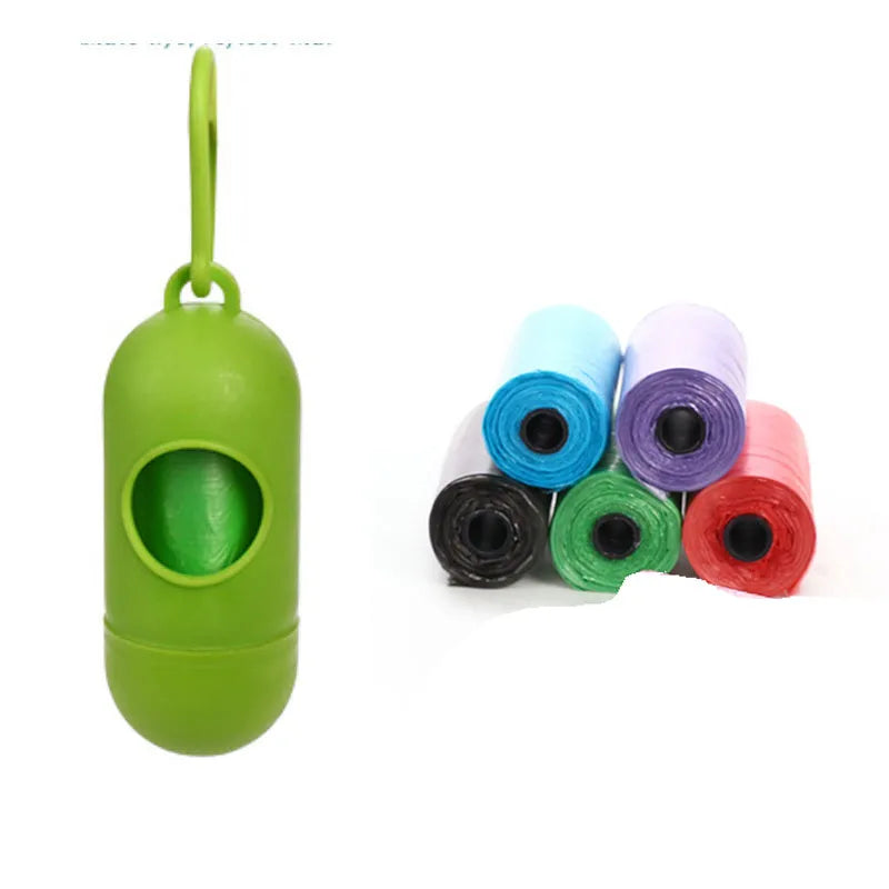Six different coloured pet trash bags for dog waste cleanup measuring 22.5x30cm