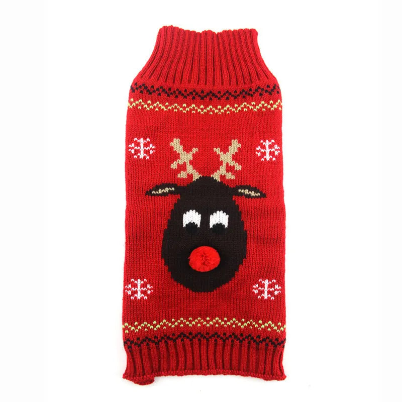 Acrylic Christmas pet sweater for cats and dogs in black and red, sizes XXS to XXL