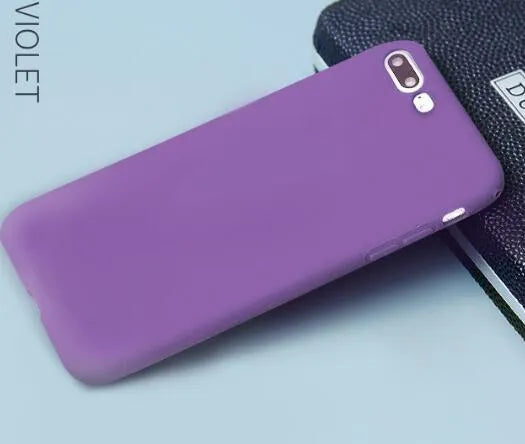 Frosted matte soft shell phone case for iPhone, shown in multiple colour options including blue, pink and black.