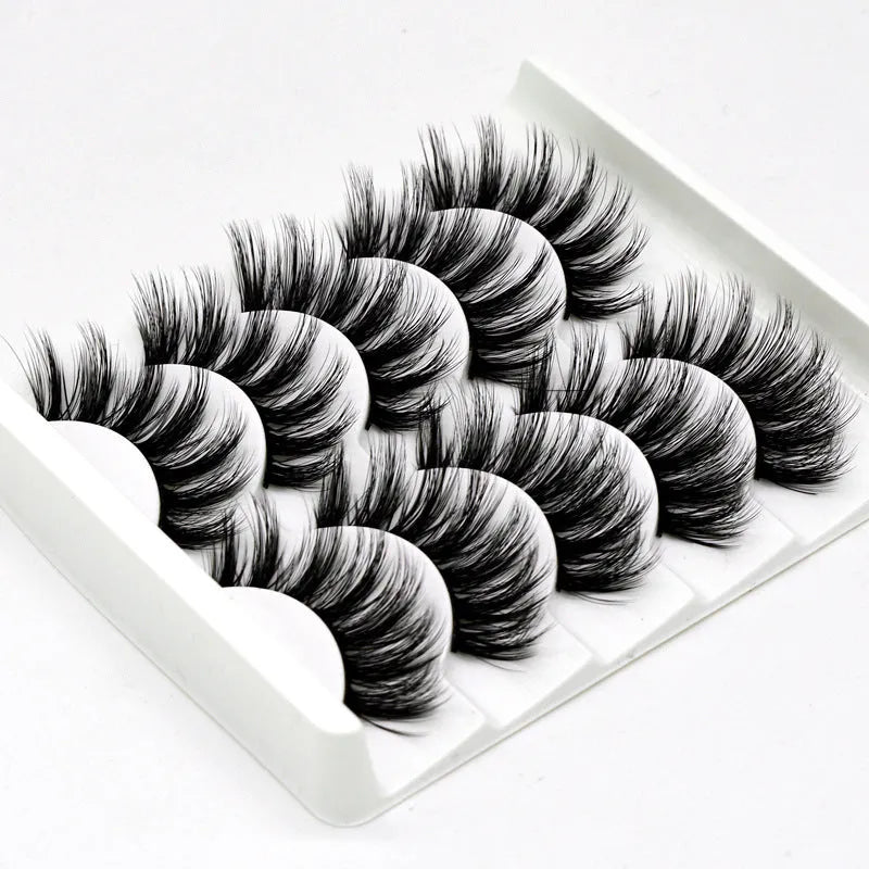 Handmade chemical fibre false eyelashes in thick style with plastic cotton stalk mixed 3D specifications