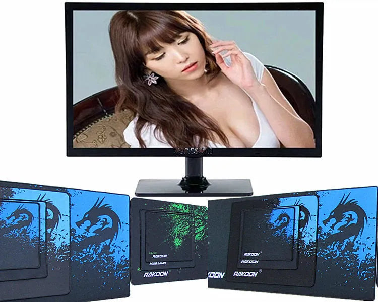 Single-sided gaming mouse pad with Seam Blue Dragon pattern on a desk surface