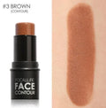 Cream face contour highlighter makeup product in four shade options A, B, C, D