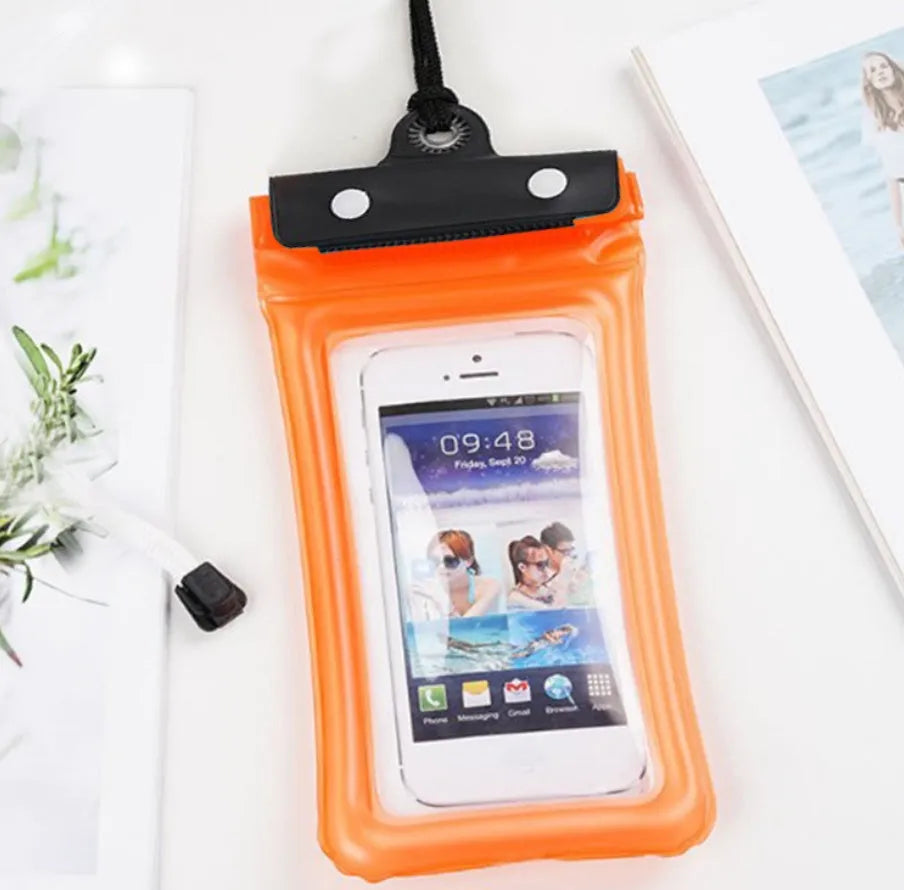 Mobile waterproof bag PVC pouch with three-layer seal plus double snap, 6-inch capacity and 7-inch customisable size