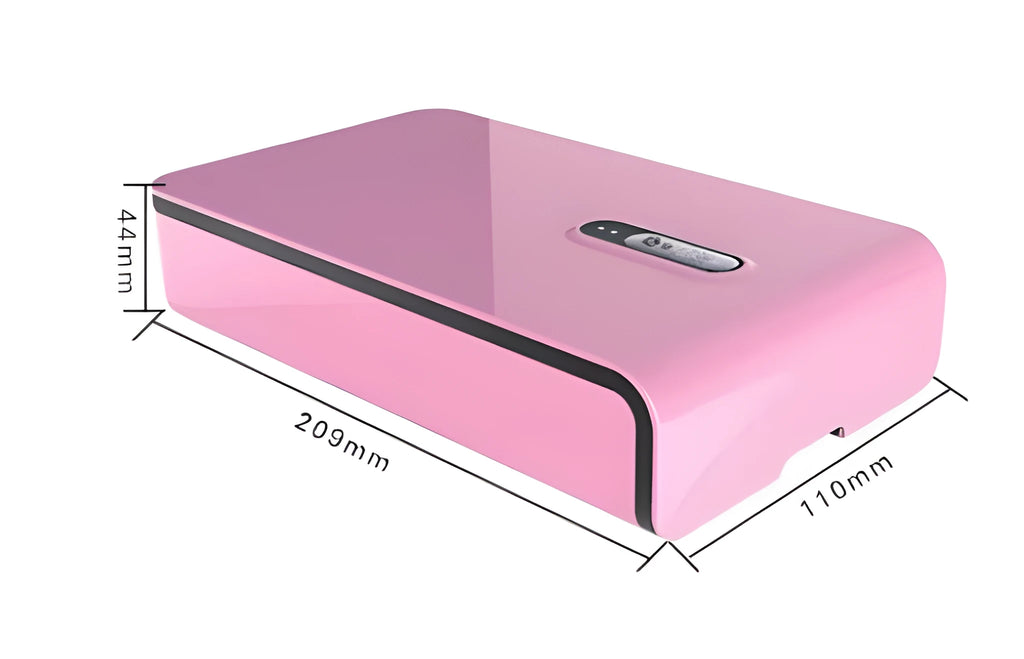 Multifunctional mobile phone steriliser with dual UV lamps and built-in charging port in blue colour