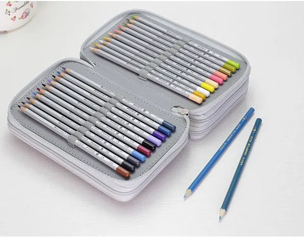 Secret Garden Art Oxford cloth pencil case in black, showing zipped closure and compact rectangular shape for 48 or 72 colour pencils