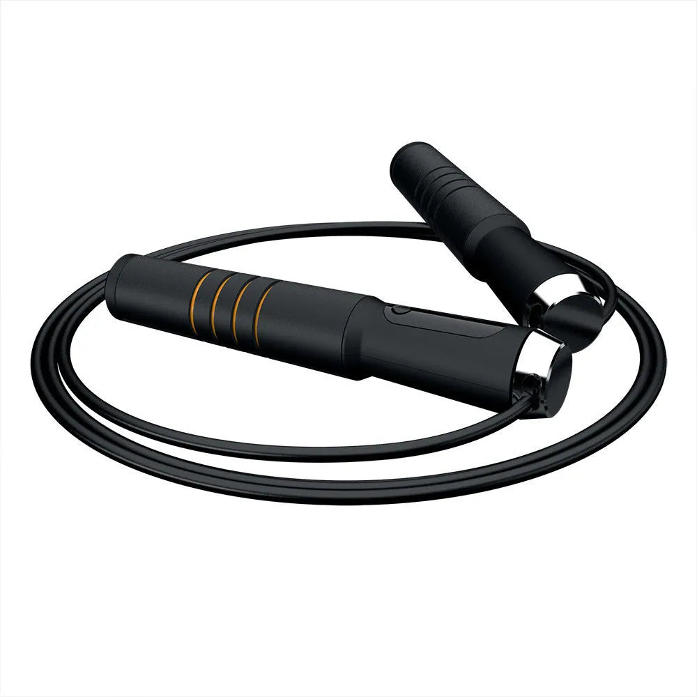Smart Bluetooth counting skipping rope with LCD display, black orange handle, and adjustable 3m PVC rope