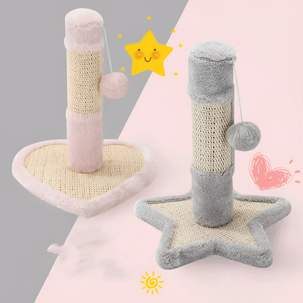 Cat climbing frame biting toy with natural sisal and detachable plush toy in Grey Five Pointed Star colour