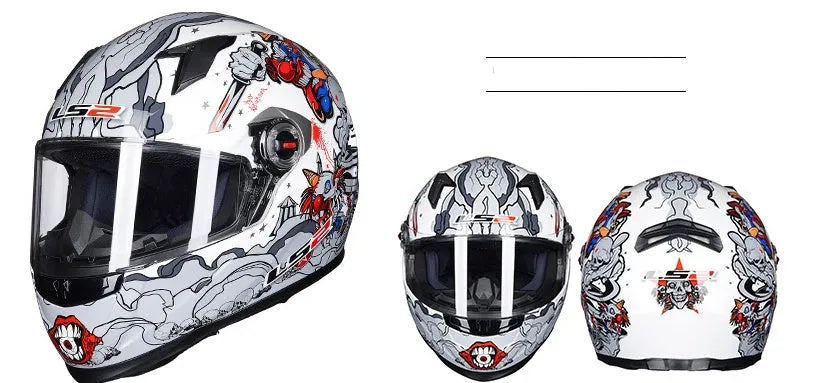 Motorcycle Crew full face helmet in ABS material, side view showing full chin coverage, available in multiple colours