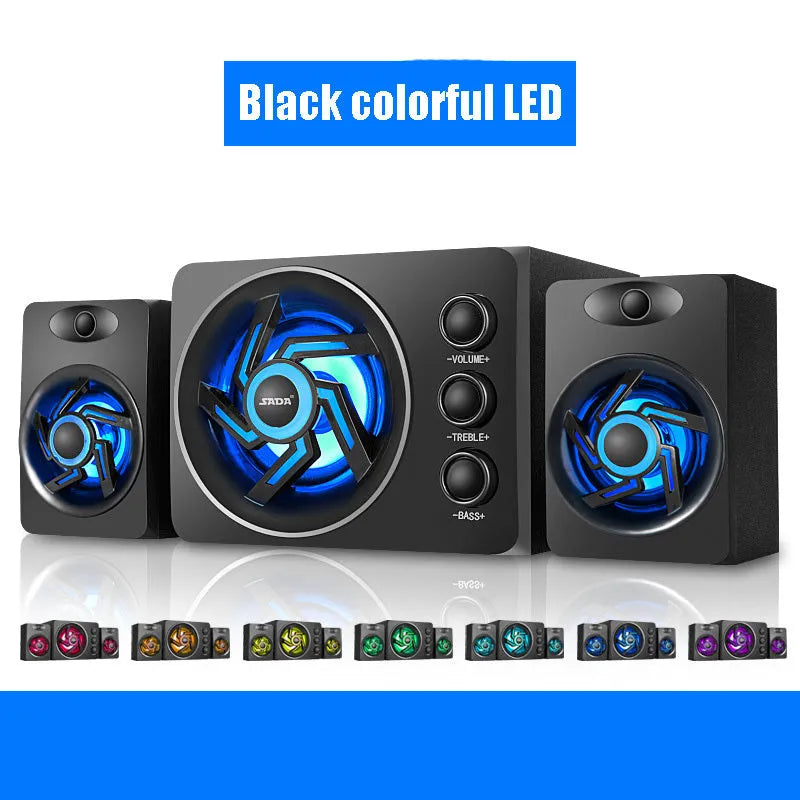 SADA D-209 Mini Bluetooth Speaker – small wooden computer speaker with 2.1 channels, black colour option