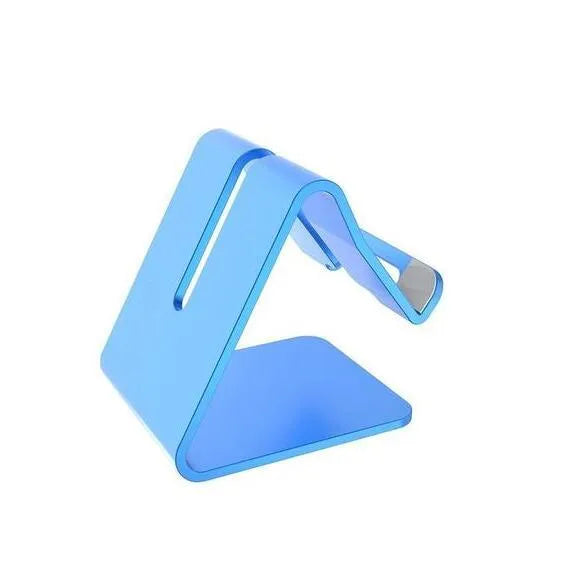 Aluminium alloy adjustable mobile phone tablet stand in black on a desk