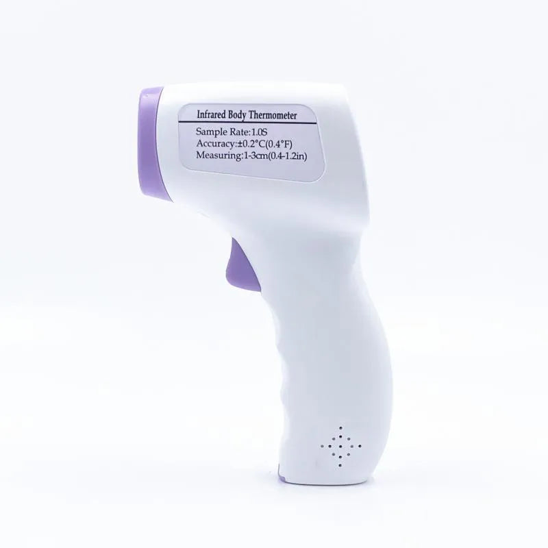 White digital non-contact thermometer with electronic temperature sensor and digital display