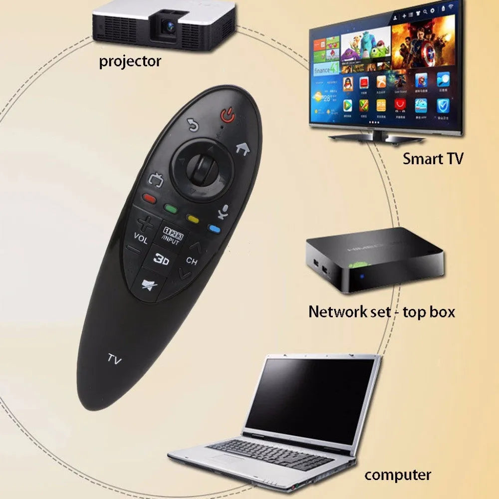 Black universal remote control for LG AN-MR500G Smart TV with AA battery compartment