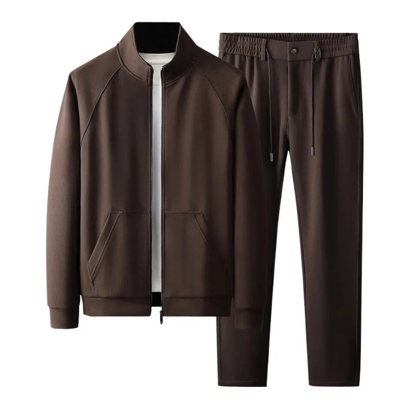 Men's slim fit stand collar sports suit in Vinylon fabric with matching pants