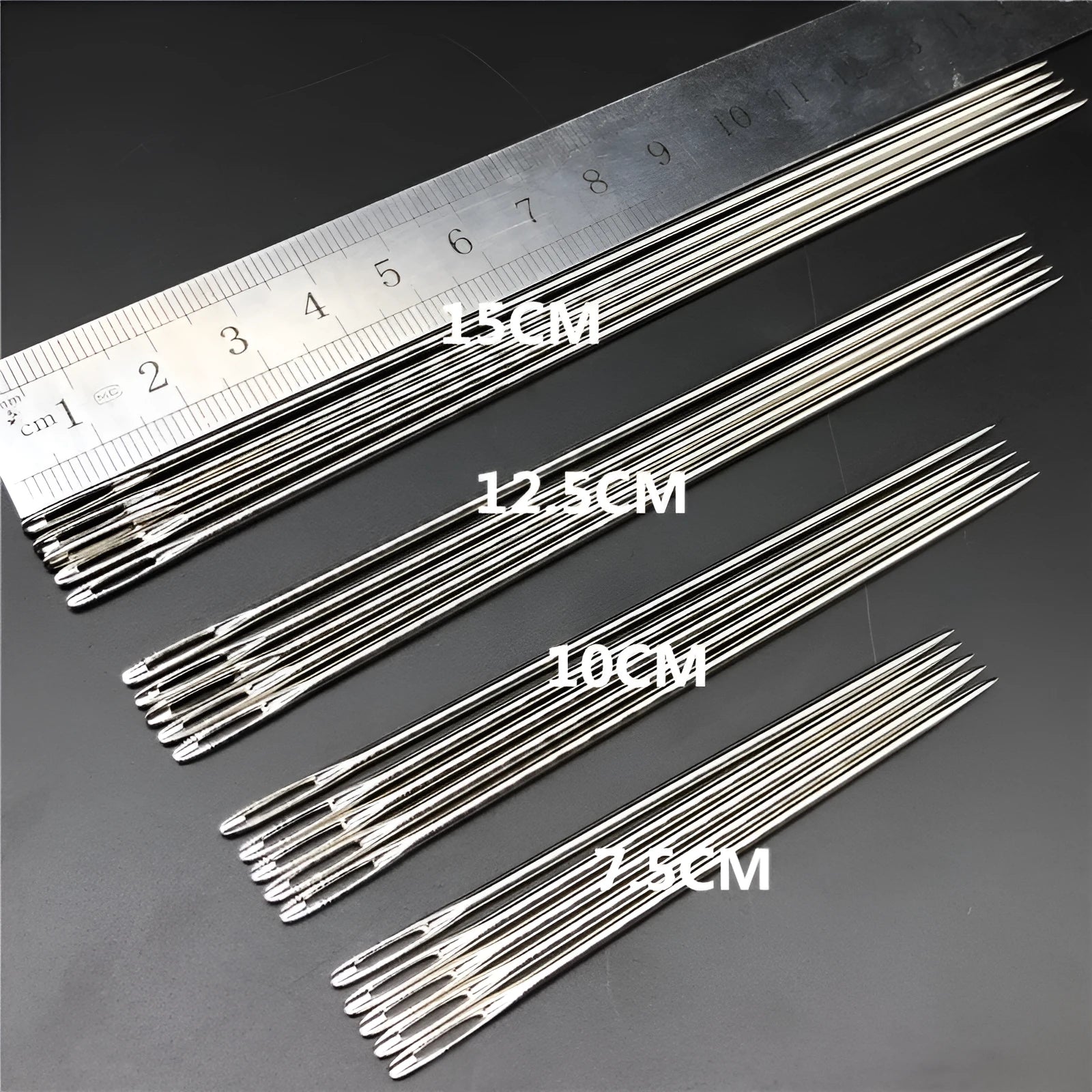 Imported long steel sewing needle 10cm length 1.8mm thick 7mm eye for hand sewing thick fabrics