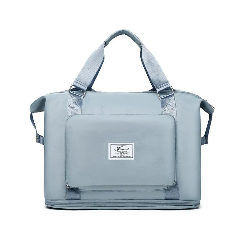Oxford cloth folding travel bag 41cm large capacity waterproof weekender for women with luggage belt