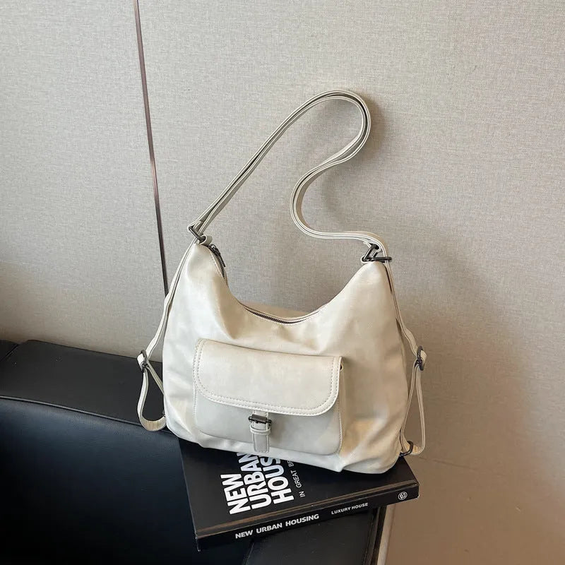Summer fashion all-match shoulder bag in PU with horizontal square shape and double shoulder straps