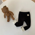 Girls' fleece-lined high-waist leggings in beige, black, brown and grey colours with wool lining