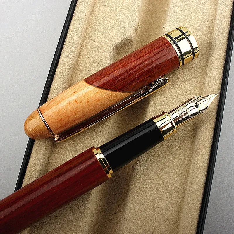 Metal fashion wooden pen with storage bag for office and finance professional use