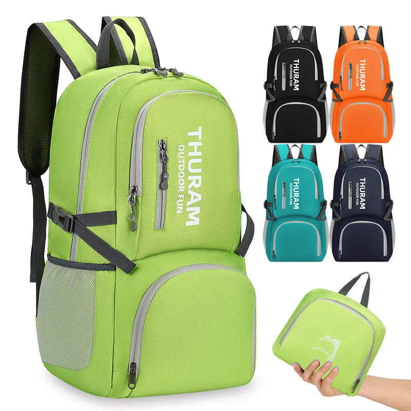 Outdoor backpack in dark blue with air-cushioned shoulder straps and large main compartment