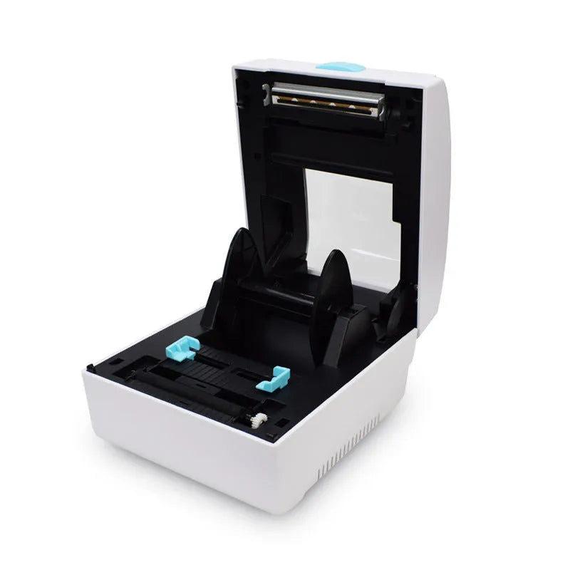 White Bluetooth thermal label printer with USB port for express shipping labels