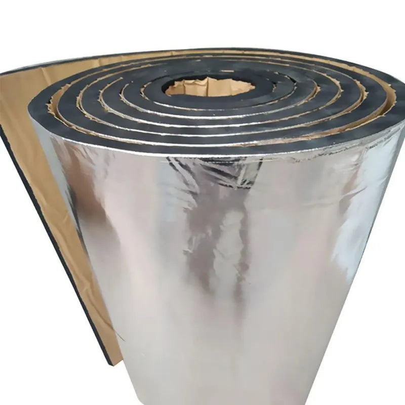 Silver automotive aluminium foil sound insulation mat with polyester fibre core, 50cm x 200cm rectangular shape