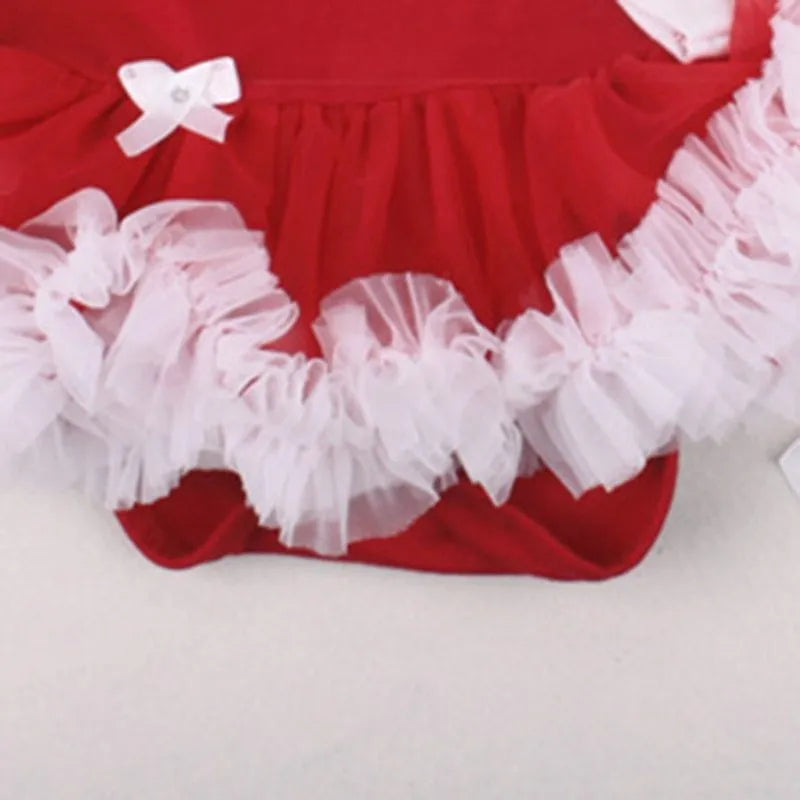 Four-piece Christmas baby clothing set featuring a cotton romper, headband, sock, and shoe for newborns.