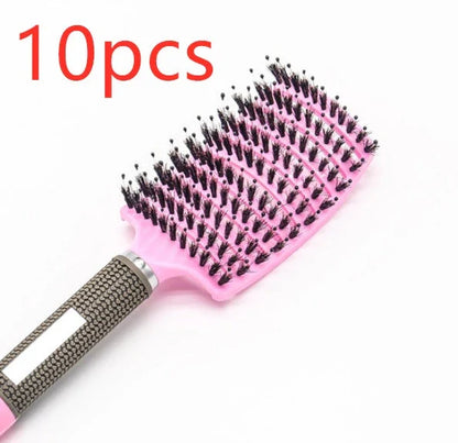 Detangling hairbrush with bristle and nylon teeth for effortless hair management and scalp massage