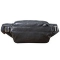 Men's small cowhide cross-body fanny pack in black, horizontal square shape, single shoulder strap