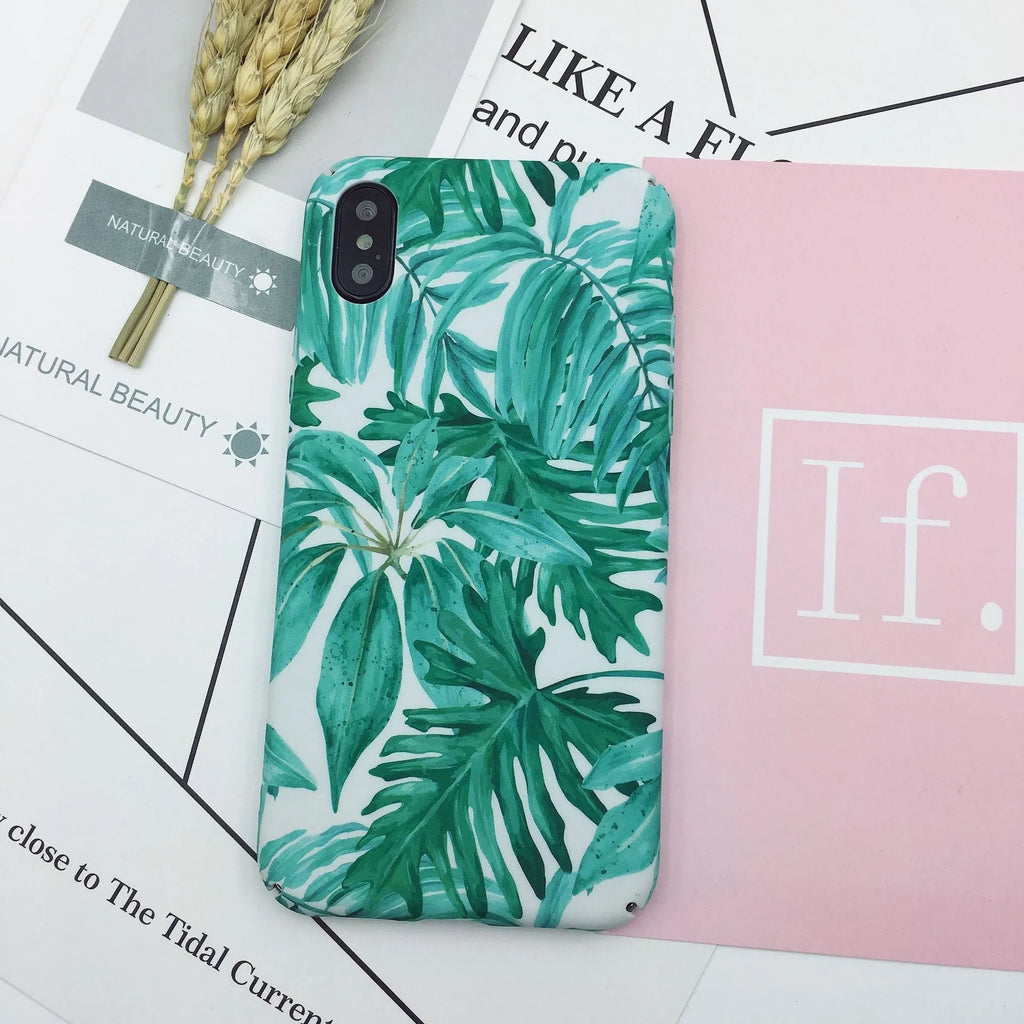 Green and pink painted hard PC back cover phone cases for iPhone, OPPO, and VIVO models.