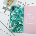 Green and pink painted hard PC back cover phone cases for iPhone, OPPO, and VIVO models.