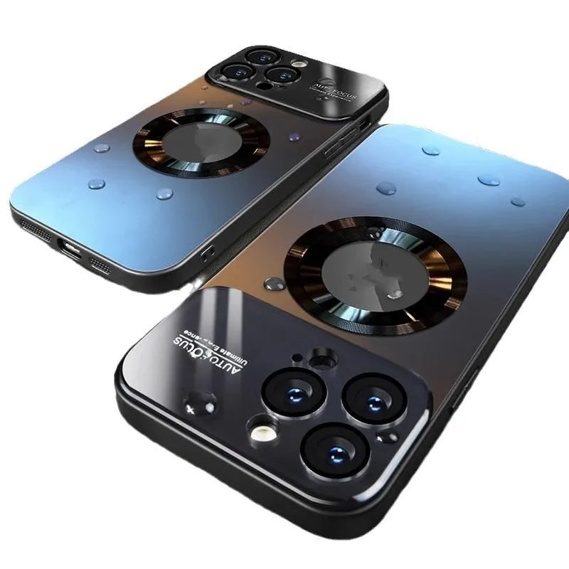 AG nano frosted magnetic suction phone case with large window, titanium gray, for iPhone models