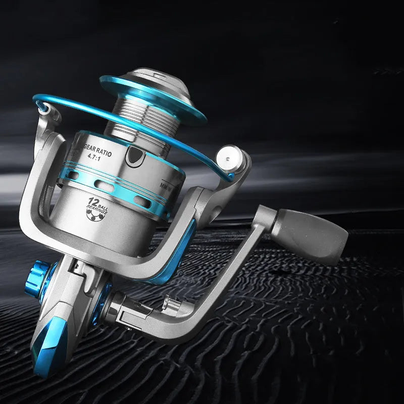 Metal fishing reel spinning wheel with metal body, size option FB3000 shown